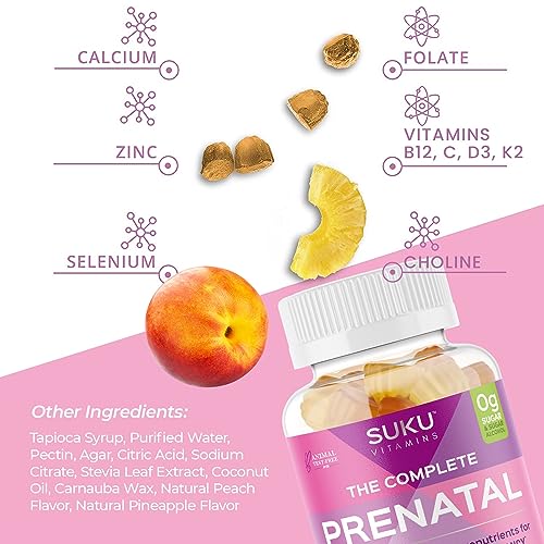 SUKU Vitamins - Complete Prenatal - Enriched with Calcium, Vitamin K2, Vitamin B12