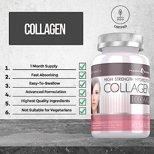 Hydrolysed Collagen High Strength 1,000mg for Hair, Skin & Nails, 60 Tablets, Evolution Slimming Evolution Slimming