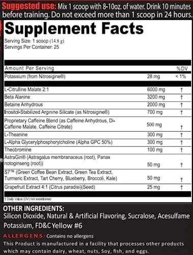 FRONTLINE FORMULATIONS Crucible Pre-Workout Powder, Explosive Workouts, Laser Focus, High Stim, Amazing Flavor, Veteran Owned and Operated (25 Servings, Blue Cherry Slushie)