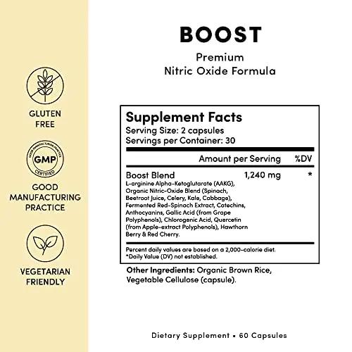 Tranont Boost - Premium Nitric Oxide Supplement Formula - Promotes Optimal Health - Improves Performance - Daily Nitrate Supplement - 60 Capsules