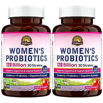 VITALITOWN Women's Probiotics 120 Billion CFUs 1 Daily, 30 Strains, with Prebiotics