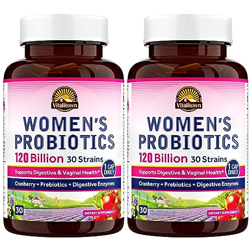 VITALITOWN Women's Probiotics 120 Billion CFUs 1 Daily, 30 Strains, with Prebiotics