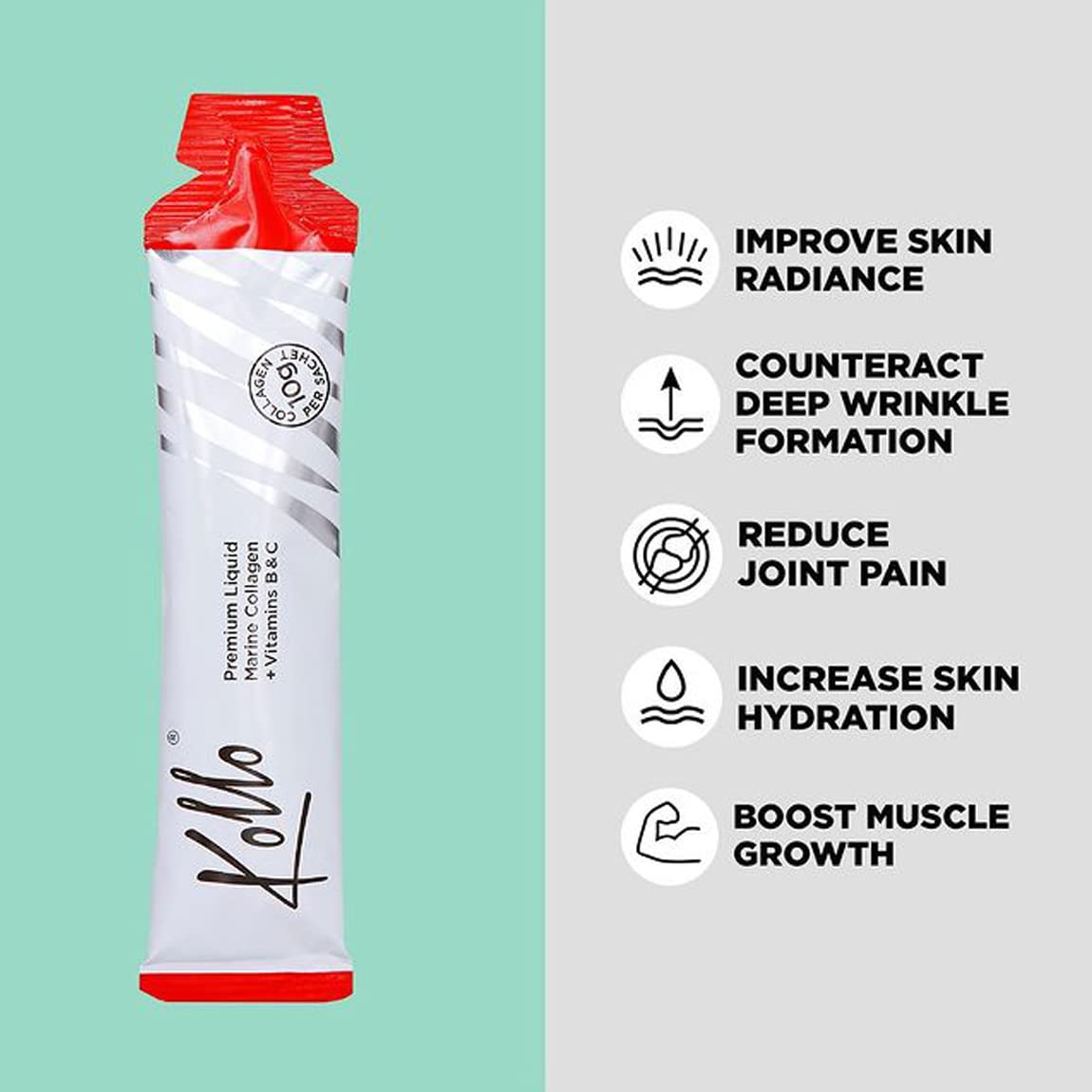 Kollo Premium Marine Collagen Liquid, 10,000 mg - Essential Proteins Collagen Peptides Kollo