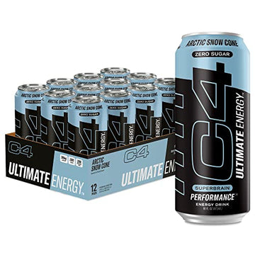 C4 Ultimate Sugar Free Energy Drink 16oz (Pack of 12) | Arctic Snow Cone | Pre Workout