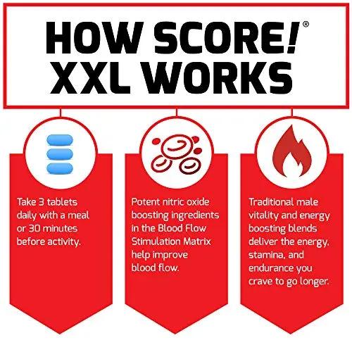 FORCE FACTOR Score! XXL, 3-Pack, Nitric Oxide Booster Supplement for Men with L Force Factor