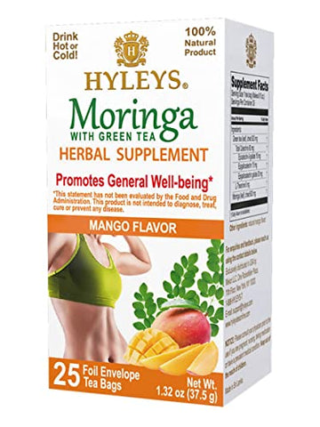 Hyleys Tea Moringa Oleifera with Mango Flavor - 25 Tea Bags (Miracle Tree Tea)