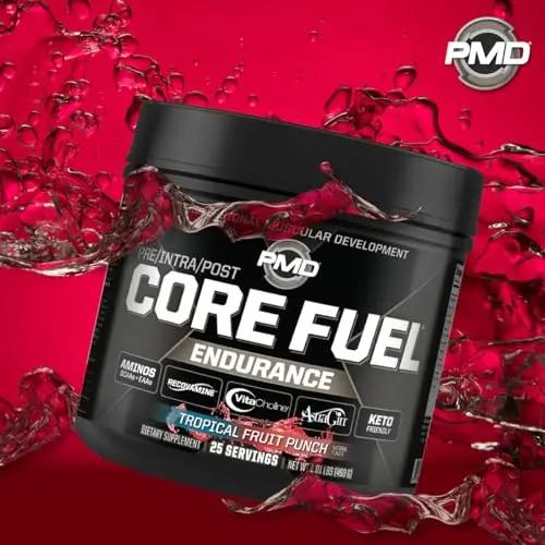 PMD Sports Core Fuel Endurance, Performance & Recovery - BCAAs, EAAs, Beta Alanine, Betaine Anhydrous, Glutamine, Electrolytes - Muscle Growth, Strength - Stim Free, Tropical Fruit Punch (25 Servings)