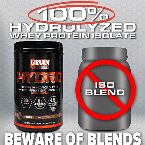 Labrada Hydro 100% Pure Hydrolyzed Whey Protein Isolate Powder, Lactose Free Labrada