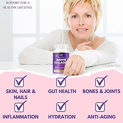 High Strength Marine Collagen Tablets - Skin, Hair, Nails & Joints - Fortified with Hyaluronic Acid Euphoria Bliss