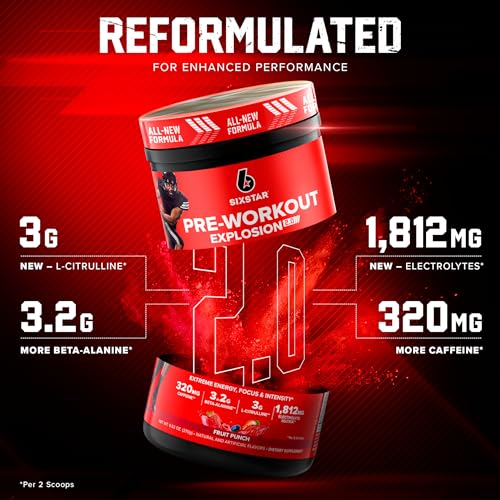Six Star Pre-Workout Explosion 2.0 Fruit Punch - Pre-Workout Powder, Explosive Energy Six Star