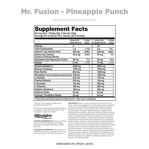 Nutrithority Mr.Fusion Pre Workout Supplement, Pineapple Punch, 40 Servings - Intense Focus & Pumps, Nitric Oxide Booster, No Crash - Powerful Energy Powder to Increase Strength & Gains