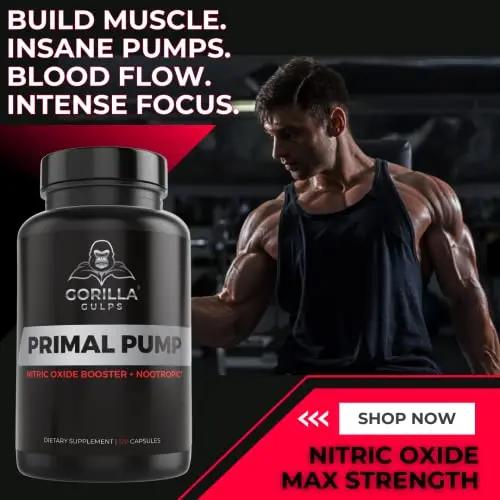 Gorilla Gulps - Primal Pump Nitric Oxide Supplement Nootropic 1500mg Nitrosigine L Gorilla Gulps