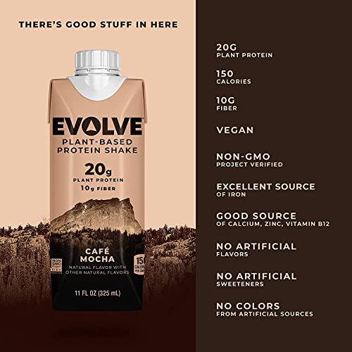 Evolve Plant Based Protein Shake, Café Mocha, 20g Vegan Protein, Dairy Free, No Artificial Evolve