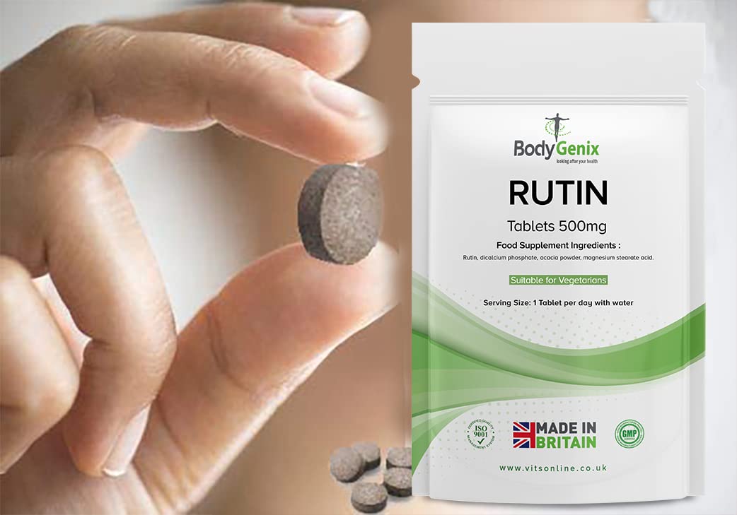 Bodygenix Rutin 500mg Tablets CAPILLARIES, VARICOSE Veins, Hemorrhoids Veg Friendly Bodygenix