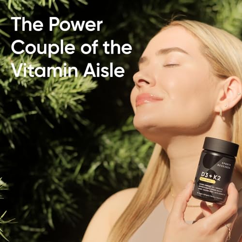 Sports Research Vitamin D3 + K2 with 5000iu of Plant-Based D3 & 100mcg of Vitamin Sports Research