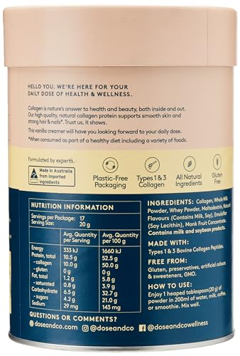 Dose & Co Collagen Creamer in Vanilla Flavour - 340g Powder Supplement DOSE & CO