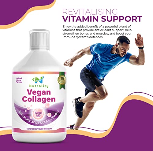 Nutrality Vegan Liquid Collagen | Premium-Grade 5000mg Hydrolyzed Collagen Peptides with Silica, Biotin Nutrality