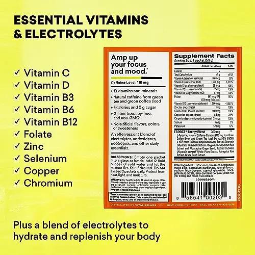 EBOOST Energy Drink & Electrolyte Powder, 20 Packets - Super Powder Orange EBOOST