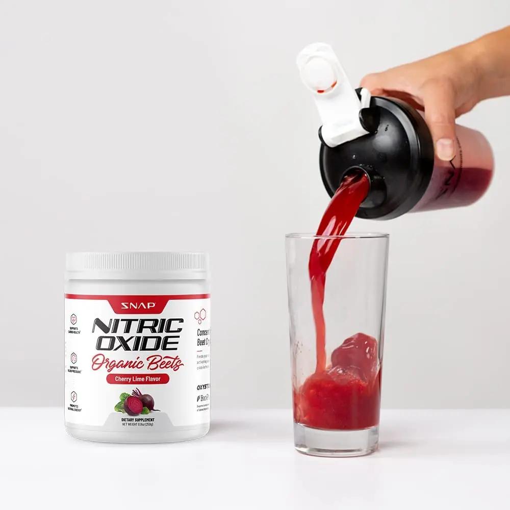 Snap Supplements USDA Organic Beet Root Powder, 3-in-1 Nitric Oxide Supplement, Support Healthy Blood Circulation, 250g (30 Servings, Cherry Lime)