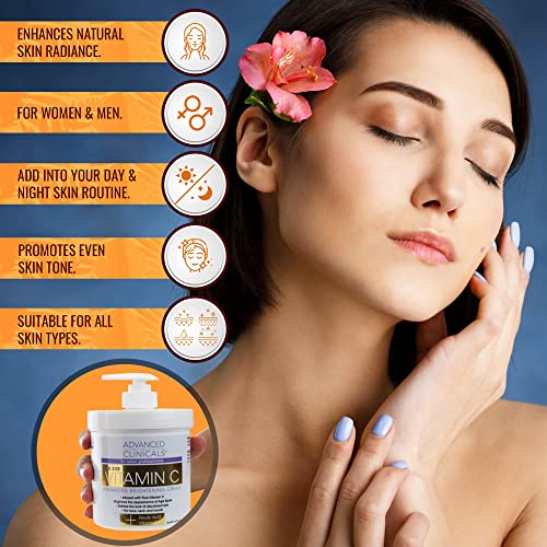 Advanced Clinicals Vitamin C Face & Body Cream Moisturizing Skin Care Lotion, Anti Advanced Clinicals
