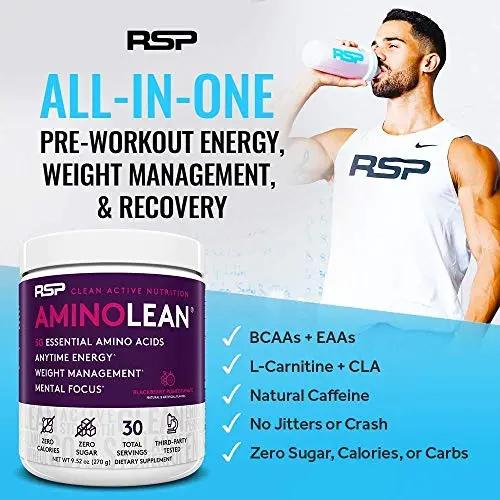 RSP NUTRITION AminoLean Pre Workout Energy (Fruit Punch 30 Servings) with TrueFit Protein Powder (Chocolate 2 LB)