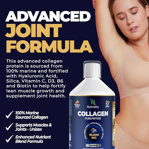 Nutrality Marine Collagen Sugar Free Liquid | Peptides, Hyaluronic Acid, Silica, Biotin, 10000mg Type 1 Nutrality