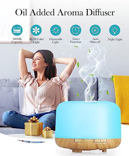Aegci Aromatherapy Diffusers,300ml Air Humidifier with 7 Colors Light,Adjustable Brightness Aegci