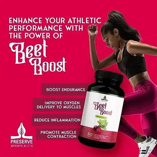 PRESERVE Organic Beetroot casules 16,000mg Per Serving, Natural Monthly Supplement 60 Capsules USDA Certified Non GMO Nitric Oxide Sugar Free Natural Pre-Workout Beet Boost