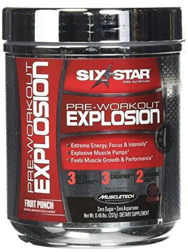 Six Star Pre-Workout Explosion, Fruit Punch, 0.45 Pound