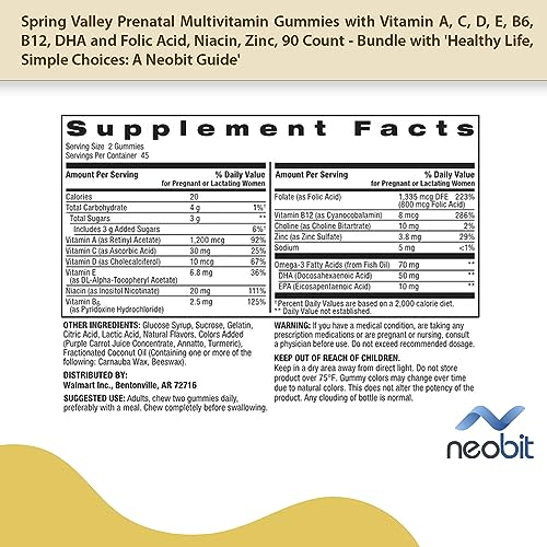 Spring Valley Prenatal Multivitamin Gummies with Vitamin A, C, D, E, B6, B12, DHA and Folic Acid