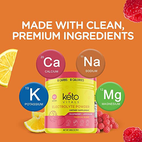 Keto Vitals Electrolytes Powder - Sugar Free Keto Electrolytes Powder with Potassium Keto Vitals