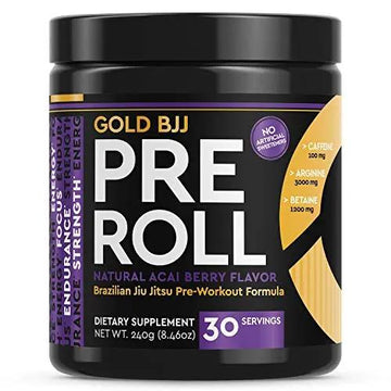 Gold BJJ PreRoll - Jiu Jitsu Pre Workout Supplement for Energy, Focus, and Endurance