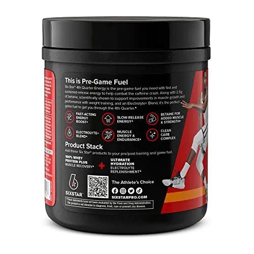Six Star 4th Quarter Energy Preworkout for Men & Women with Caffeine, Betaine, Taurine Six Star