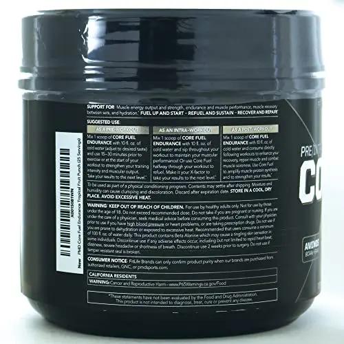 PMD Sports Core Fuel Endurance, Performance & Recovery - BCAAs, EAAs, Beta Alanine, Betaine Anhydrous, Glutamine, Electrolytes - Muscle Growth, Strength - Stim Free, Tropical Fruit Punch (25 Servings)