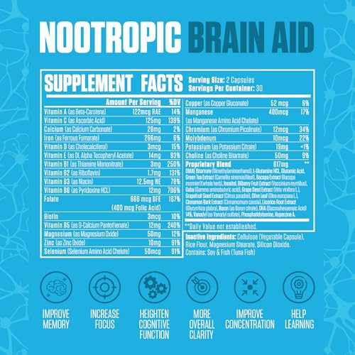 Nootropic Brain Aid | #1 Rated Focus & Memory Supplement | Improve Concentration EPN Supplements