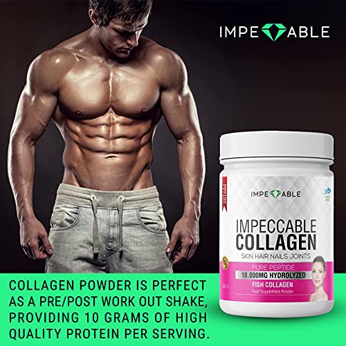 IMPECCABLE Collagen Premium 10.000 mg Pure peptide hydrolyzed Marine Collagen Powder Impeccable