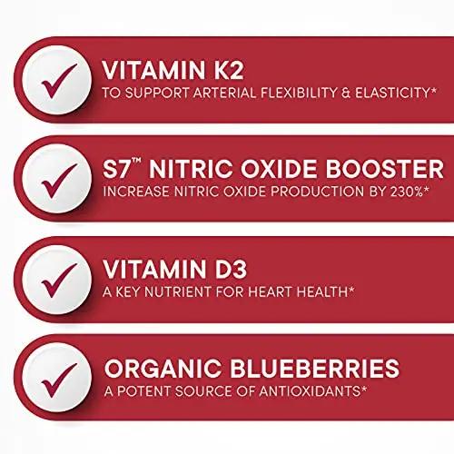 Purity Products Artery Pill Core from MK-7 Vitamin K2, Plant-Based S7 Nitric Oxide Booster, Vitamin D3, Organic Blueberries - Promotes Arterial Health & Cardiovascular Function - 30 Count