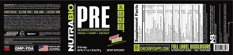 NutraBio PRE Workout V5 - (Cherry Limeade)