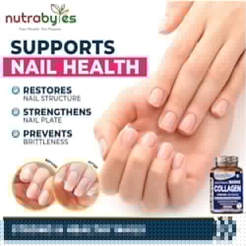 High Strength Marine Collagen 2400mg with Hyaluronic Acid 100mg, Biotin, Vitamin C, D3, B12 and Silica NUTRABYTES