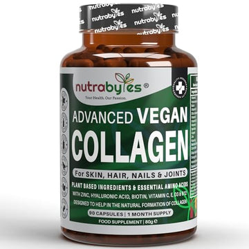 Vegan Collagen Supplement For Skin, Hair, Nails, Joints & Bones with Hyaluronic Acid, Biotin, Lysine, Bamboo Silica, Zinc, Vitamin C, D3, B12, E