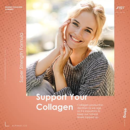 Marine Collagen Gummies - Wild-Caught Marine - Tapioca Based - High Potency Hydrolysed Marine Collagen Gummies ALPHA01