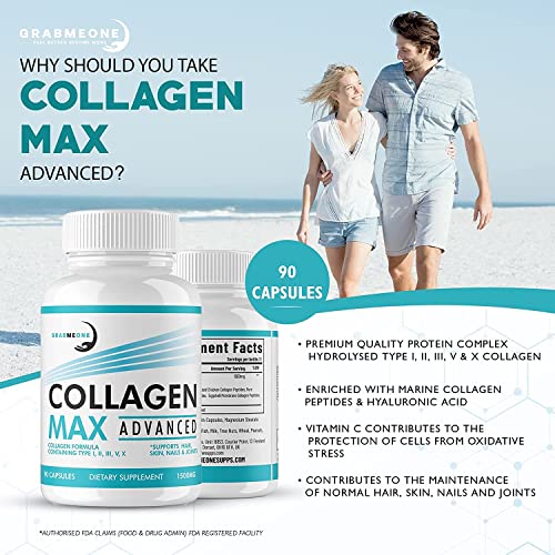 Premium Marine Collagen Supplements for Women, Ultra Potent Marine Collagen Capsules Collagen Max