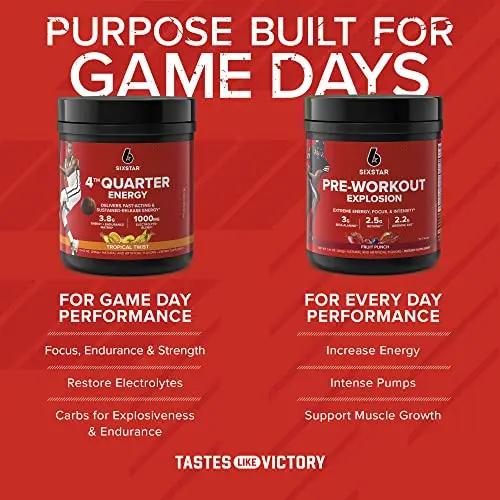 Six Star 4th Quarter Energy Preworkout for Men & Women with Caffeine, Betaine, Taurine Six Star