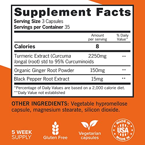 Qunol Turmeric Curcumin with Black Pepper & Ginger, 2400mg Turmeric Extract with 95% Qunol