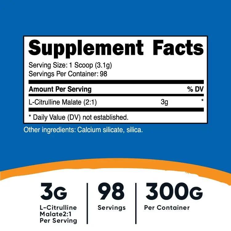 Nutricost L-Citrulline Malate 300G (2 Pack) - Pure L-Citrulline Powder, 3000mg Per Serving - L-Citrulline Malate