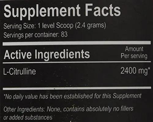 Muscle Feast Premium Vegan L-Citrulline Powder, Enhance Muscle Pumps, Improve Muscle Vascularity, Nitric Oxide Booster, Citrulline, Unflavored, 200 Grams