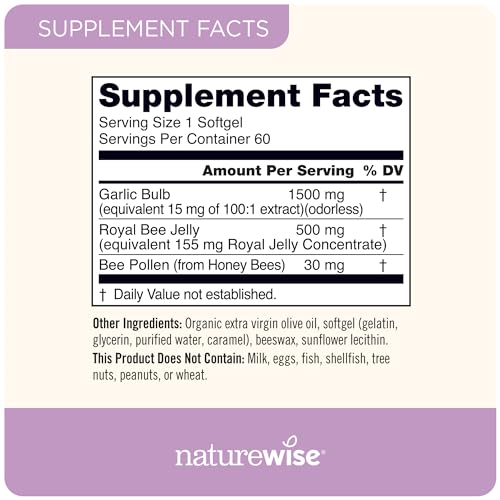 NatureWise Garlic Odorless Softgels 1500mg Support Teeth & Immune System Health NatureWise
