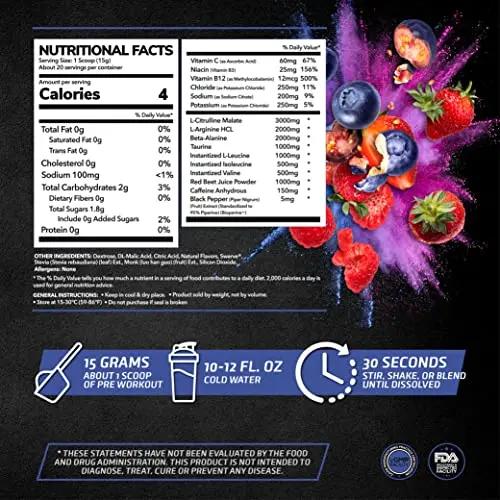 PrimeGENIX Pre-Workout+ Berry Blast Flavor | Max Performance | Boost Energy | Made in USA, 20 Servings