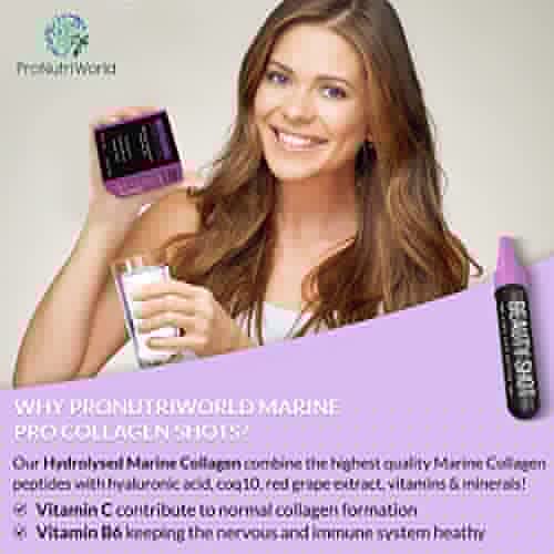 ProNutriWorld Marine Collagen Peptides Shots, Hyaluronic Acid and CoQ10 ProNutriWorld