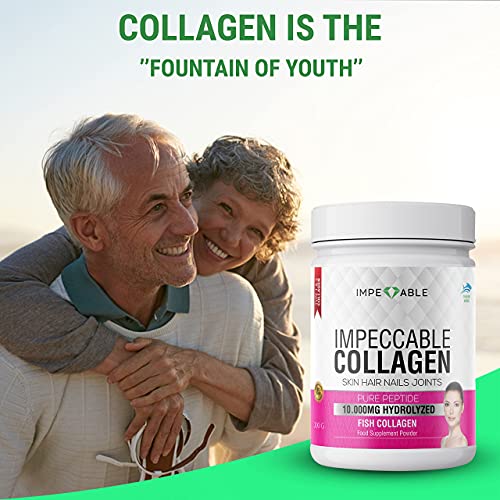 IMPECCABLE Collagen Premium 10.000 mg Pure peptide hydrolyzed Marine Collagen Powder Impeccable